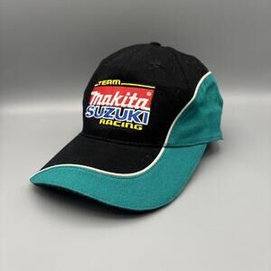 Team Makita Suzuki Racing Hat Cap Adult Mens Black And Teal Adjustable